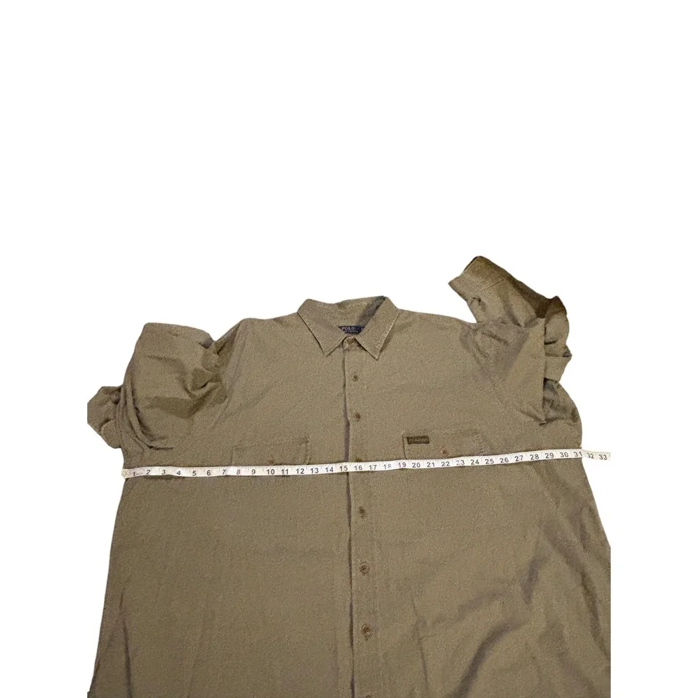 Polo Ralph Lauren Mens 3XLT Tall Cotton Twill Work Shirt Olive Khaki Long Sleeve